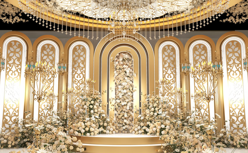 湘乡香槟色调婚礼堂效果展示